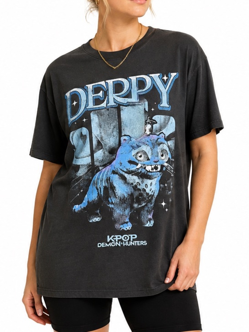 NWT Hot Topic KPop Demon Hunters Derpy Graphic T-Shirt Black Plus Size 2X